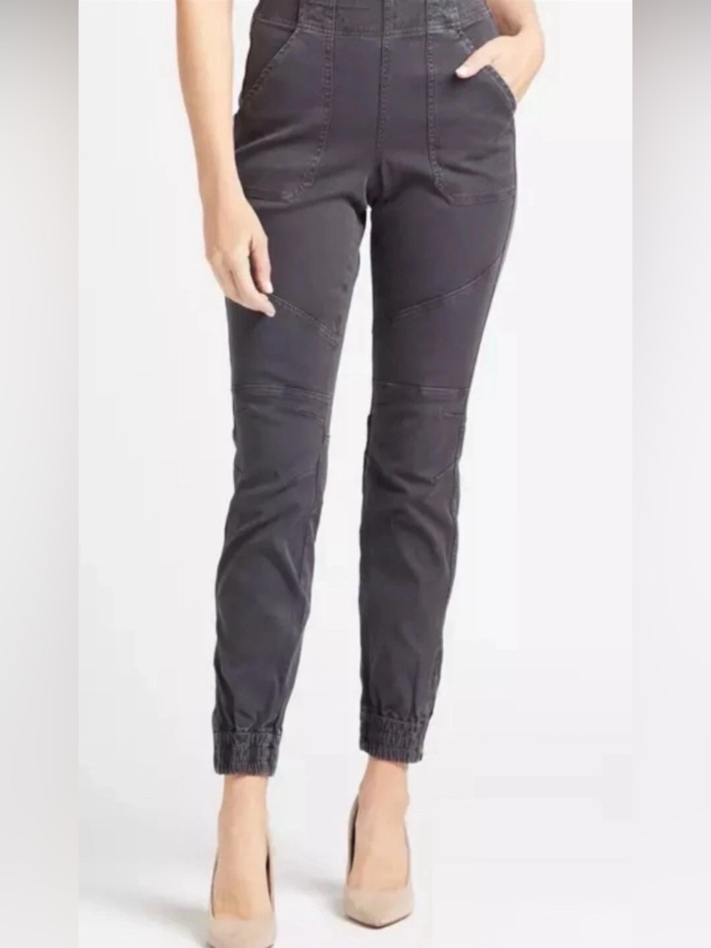 New SPANX Stretch Twill Cargo Jogger Washed Black Women’s Mid Rise Pants XSP